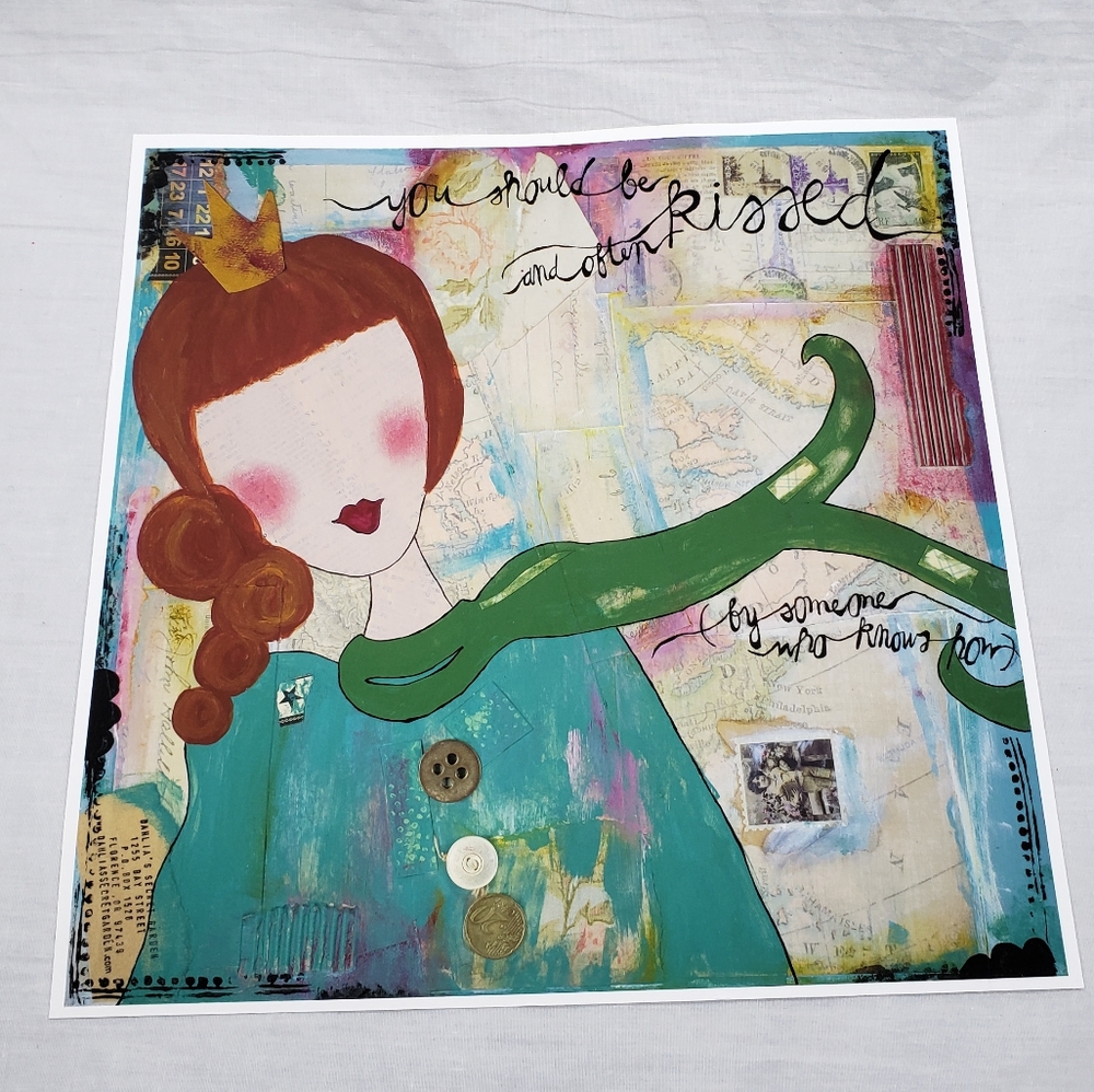 Art Print "You Should be Kissed and Often" 8.5 x 8.5 Inches Signed